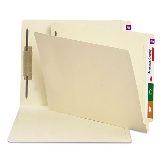 Manila End Tab Fastener Folders with Reinforced Tabs, 14-pt Stock, 1 Fastener, Letter Size, Manila Exterior, 50/Box1