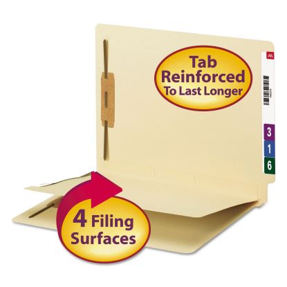 Fastener Folder with Divider, 1 Divider, Letter Size, Manila, 50/Box1