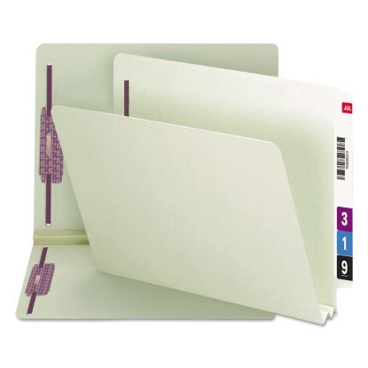 End Tab Pressboard Classification Folders with Two SafeSHIELD Coated Fasteners, 2" Expansion, Letter Size, Gray-Green, 25/Box1
