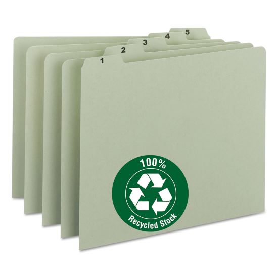 100% Recycled Daily Top Tab File Guide Set, 1/5-Cut Top Tab, 1 to 31, 8.5 x 11, Green, 31/Set1