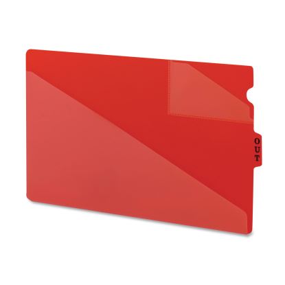End Tab Poly Out Guides, Two-Pocket Style, 1/3-Cut End Tab, Out, 8.5 x 14, Red, 50/Box1