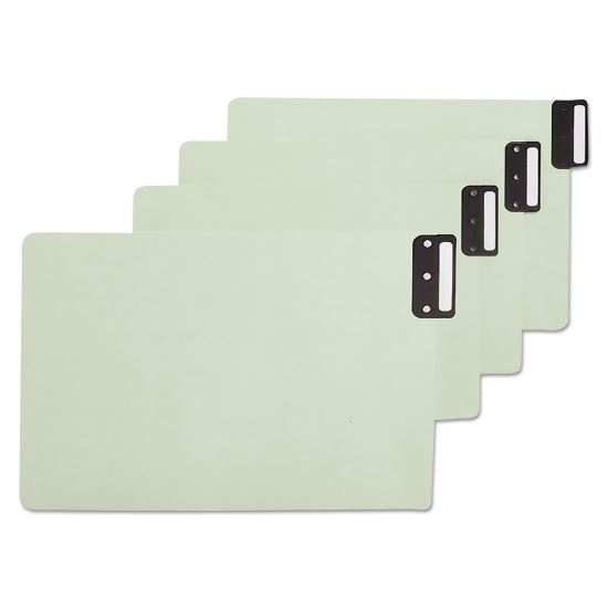 100% Recycled End Tab Pressboard Guides with Metal Tabs, 1/3-Cut End Tab, Blank, 8.5 x 14, Green, 50/Box1