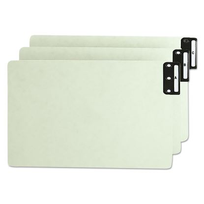 100% Recycled End Tab Pressboard Guides with Metal Tabs, 1/3-Cut End Tab, A to Z, 8.5 x 14, Green, 25/Set1