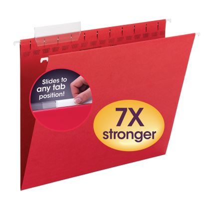TUFF Hanging Folders with Easy Slide Tab, Letter Size, 1/3-Cut Tabs, Red, 18/Box1