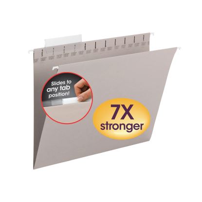 TUFF Hanging Folders with Easy Slide Tab, Letter Size, 1/3-Cut Tabs, Steel Gray, 18/Box1