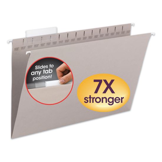 TUFF Hanging Folders with Easy Slide Tab, Legal Size, 1/3-Cut Tab, Steel Gray, 18/Box1