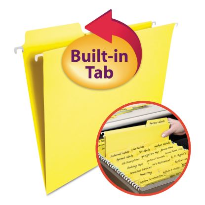 FasTab Hanging Folders, Letter Size, 1/3-Cut Tabs, Yellow, 20/Box1