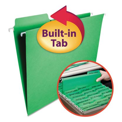 FasTab Hanging Folders, Letter Size, 1/3-Cut Tabs, Green, 20/Box1