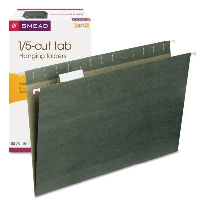Hanging Folders, Legal Size, 1/5-Cut Tabs, Standard Green, 25/Box1