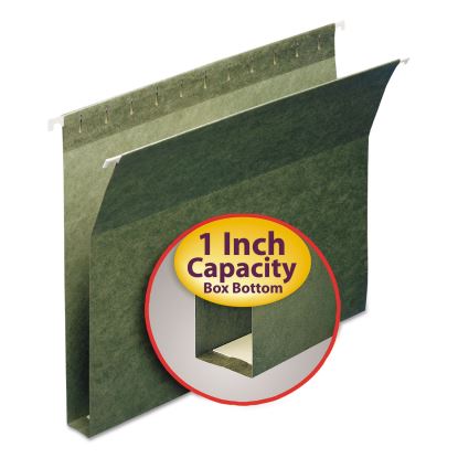 Box Bottom Hanging File Folders, 1" Capacity, Letter Size, Standard Green, 25/Box1