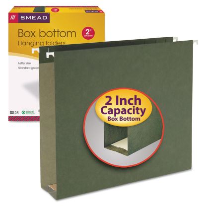 Box Bottom Hanging File Folders, 2" Capacity, Letter Size, Standard Green, 25/Box1