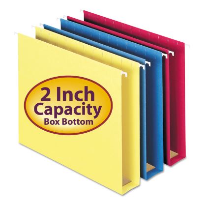Box Bottom Hanging File Folders, 2" Capacity, Letter Size, 1/5-Cut Tabs, Assorted Colors, 25/Box1