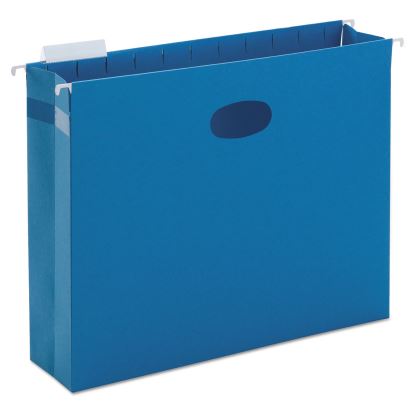 Hanging Pockets with Full-Height Gusset, 1 Section, 3" Capacity, Letter Size, 1/5-Cut Tabs, Sky Blue, 25/Box1