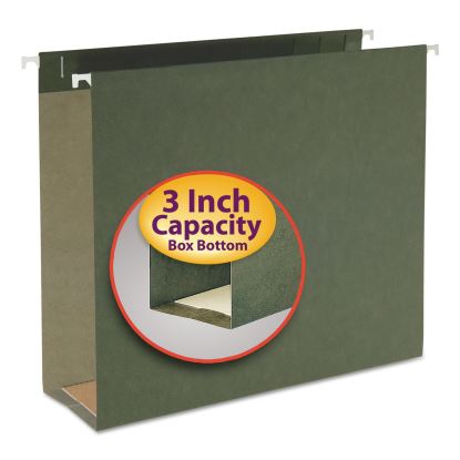 Box Bottom Hanging File Folders, 3" Capacity, Letter Size, Standard Green, 25/Box1
