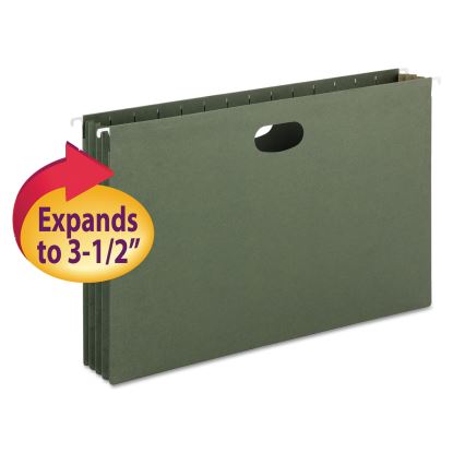 Hanging Pockets with Full-Height Gusset, 1 Section, 3.5" Capacity, Legal Size, Standard Green, 10/Box1