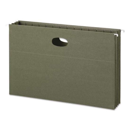 100% Recycled Hanging Pockets with Full-Height Gusset, 1 Section, 3.5" Capacity, Legal Size, Standard Green, 10/Box1