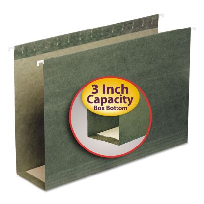 Box Bottom Hanging File Folders, 3" Capacity, Legal Size, Standard Green, 25/Box1