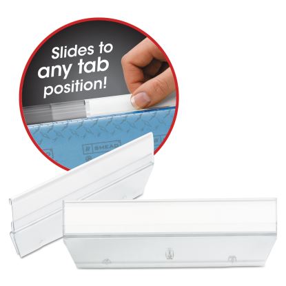 Easy Slide Hanging Folder Tab, 1/3-Cut, White/Clear, 3.5" Wide, 18/Pack1