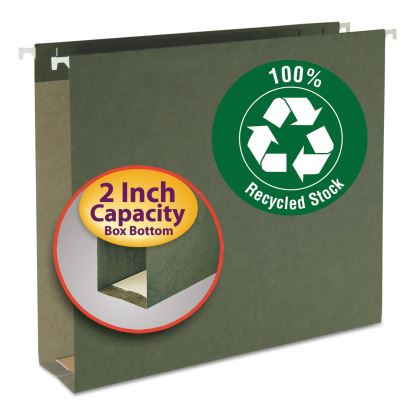 Box Bottom Hanging File Folders, 2" Capacity, Letter Size, Standard Green, 25/Box1
