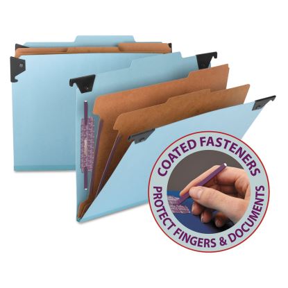 FasTab Hanging Pressboard Classification Folders, 2 Dividers, Letter Size, Blue1