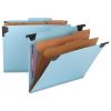 FasTab Hanging Pressboard Classification Folders, 2 Dividers, Letter Size, Blue2