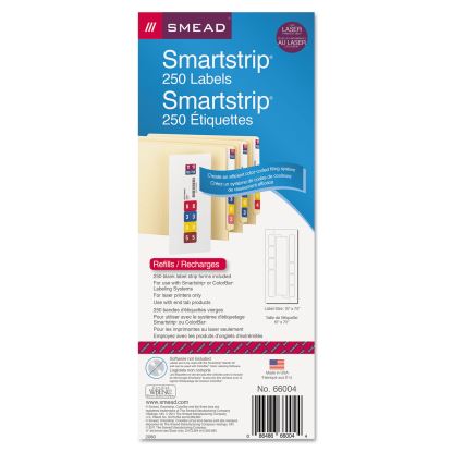 Color-Coded Smartstrip Refill Label Forms, Laser Printer, Assorted, 1.5 x 7.5, White, 250/Pack1