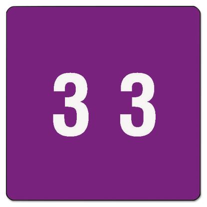Numerical End Tab File Folder Labels, 3, 1.5 x 1.5, Purple, 250/Roll1