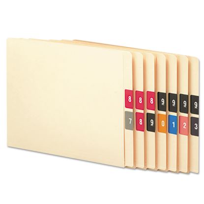 Numerical End Tab File Folder Labels, 0-9, 1.5 x 1.5, Assorted, 250/Roll, 10 Rolls/Box1