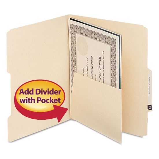 Self-Adhesive Folder Dividers for Top/End Tab Folders with 5 1/2" Pockets, Letter Size, Manila, 25/Pack1