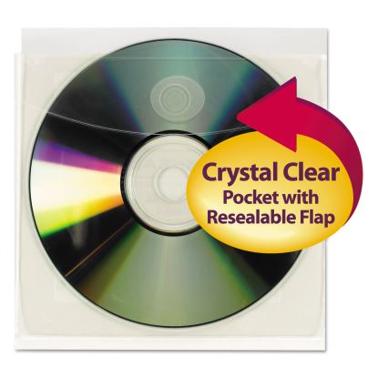 Self-Adhesive CD/Diskette Pockets, Clear, 10/Pack1