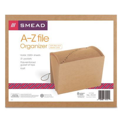 Indexed Expanding Kraft Files, 21 Sections, Elastic Cord Closure, 1/21-Cut Tabs, Letter Size, Kraft1