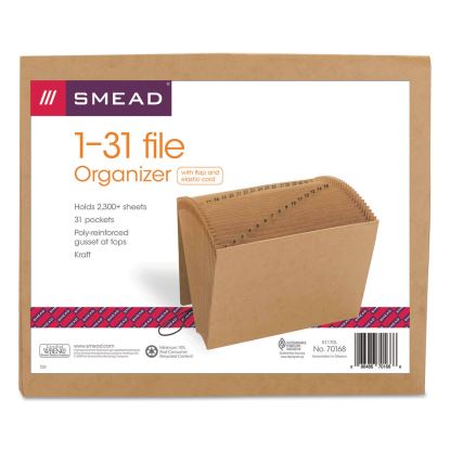 Indexed Expanding Kraft Files, 31 Sections, Elastic Cord Closure, 1/15-Cut Tabs, Letter Size, Kraft1