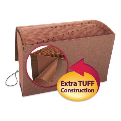 TUFF Expanding Wallet, 31 Sections, Elastic Cord Closure, 1/15-Cut Tabs, Legal Size, Redrope1