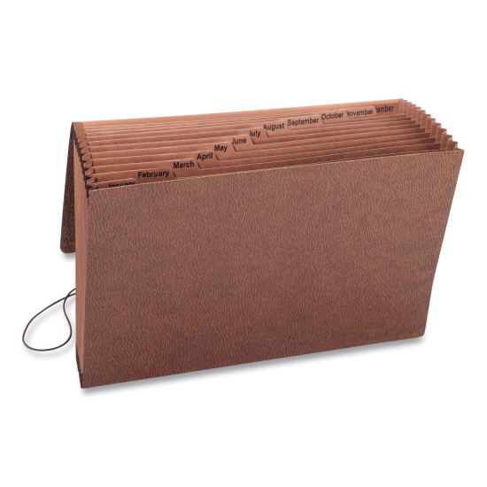 TUFF Expanding Wallet, 12 Sections, Elastic Cord Closure, 1/12-Cut Tabs, Legal Size, Redrope1