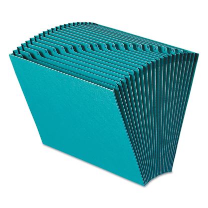 Heavy-Duty Indexed Expanding Open Top Color Files, 21 Sections, 1/21-Cut Tabs, Letter Size, Teal1