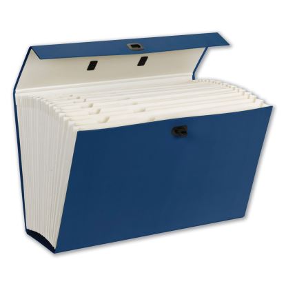 Expanding File Box, 16.63" Expansion, 19 Sections, Twist-Lock Latch Closure, 2/5-Cut Tabs, Legal Size, Blue1