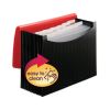 12-Pocket Poly Expanding File, 0.88" Expansion, 12 Sections, Cord/Hook Closure, 1/6-Cut Tabs, Letter Size, Black/Red1