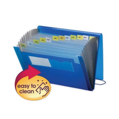 Expanding File With Color Tab Inserts, 9" Expansion, 12 Sections, Elastic Cord Closure, 1/12-Cut Tabs, Letter Size, Blue1