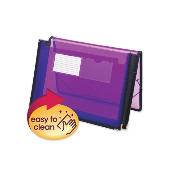 Poly Wallets, 2.25" Expansion, 1 Section, Elastic Cord Closure, Letter Size, Translucent Purple1