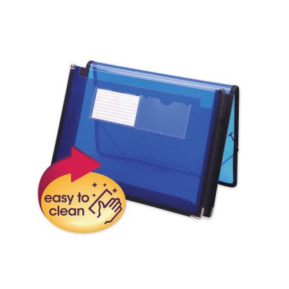 Poly Wallets, 2.25" Expansion, 1 Section, Elastic Cord Closure, Letter Size, Translucent Blue1