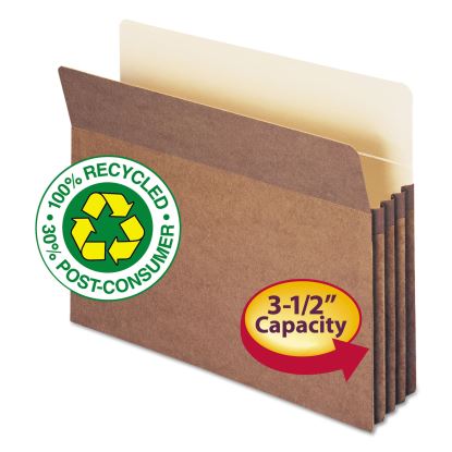 Recycled Top Tab File Pockets, 3.5" Expansion, Letter Size, Redrope, 25/Box1