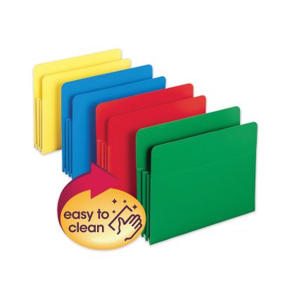 Poly Drop Front File Pockets, 3.5" Expansion, Letter Size, Assorted Colors, 4/Box1