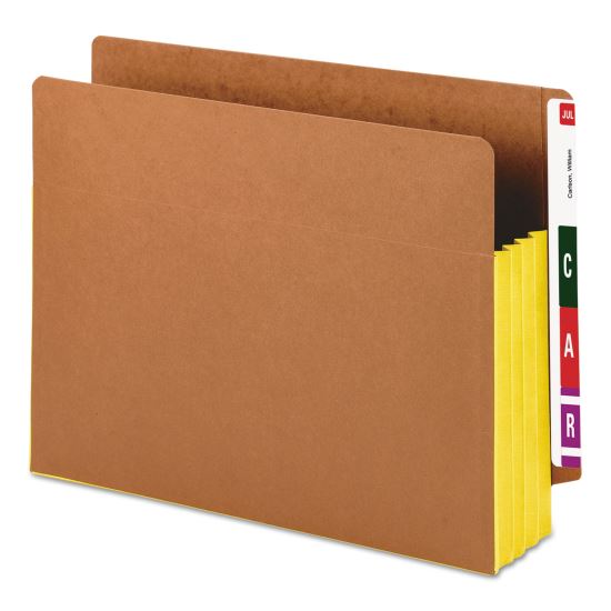 Redrope Drop-Front End Tab File Pockets, Fully Lined 6.5" High Gussets, 3.5" Expansion, Letter Size, Redrope/Yellow, 10/Box1