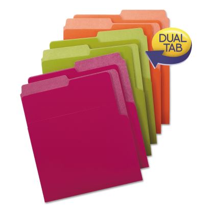 Organized Up Heavyweight Vertical File Folders, 1/2-Cut Tabs, Letter Size, Assorted: Green/Orange/Red/Sky Blue/Yellow, 6/Pack1