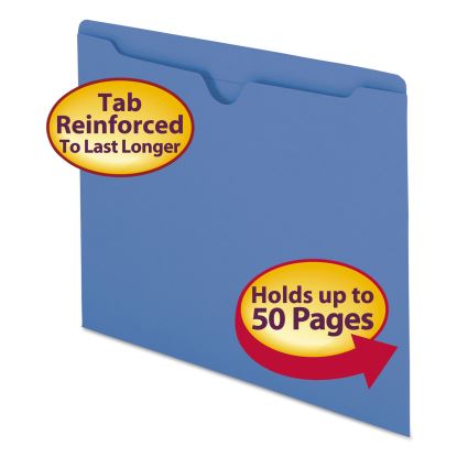 Colored File Jackets with Reinforced Double-Ply Tab, Straight Tab, Letter Size, Blue, 100/Box1