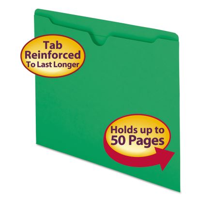 Colored File Jackets with Reinforced Double-Ply Tab, Straight Tab, Letter Size, Green, 100/Box1