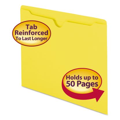 Colored File Jackets with Reinforced Double-Ply Tab, Straight Tab, Letter Size, Yellow, 100/Box1
