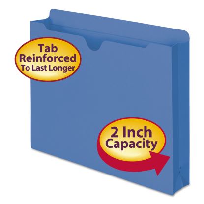 Colored File Jackets with Reinforced Double-Ply Tab, Straight Tab, Letter Size, Blue, 50/Box1