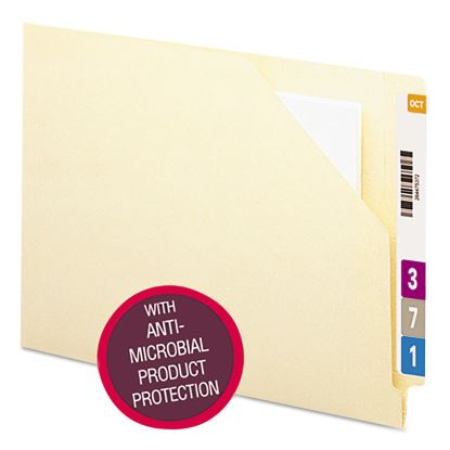 End Tab File Jacket with Antimicrobial Product Protection, Shelf-Master Reinforced Straight Tab, Letter Size, Manila, 100/Box1