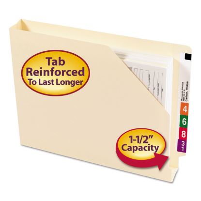 End Tab Jackets with Reinforced Tabs, Straight Tab, Letter Size, 14-pt Manila, 50/Box1